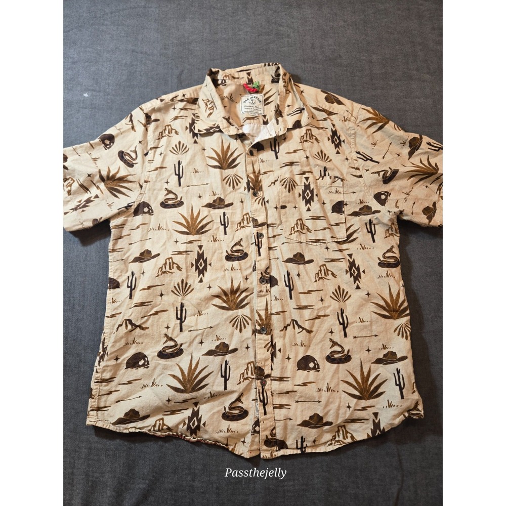 Iron & Resin Men's XXL Western Desert Print Shirt Cactus Snake Cowboy